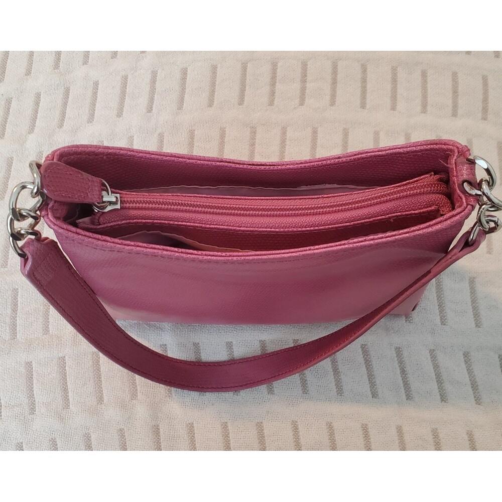 Liz Claiborne Pink Mini Shoulder Bag Y2K Textured Faux Leather Pink Lining - Picture 12 of 16